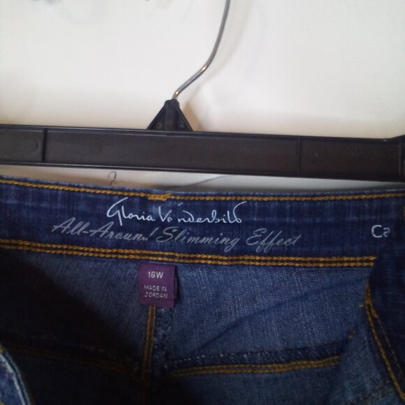 Gloria Vanderbilt Capri Jeans Women 16W Roll Cuff Hem Big Pockets Blue - Picture 8 of 13